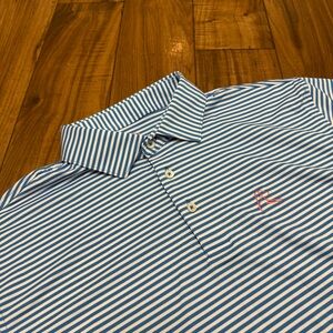 Rhoback Striped Polo Shirt Golf Performance Short Sleeve Blue Pink Men’s Large